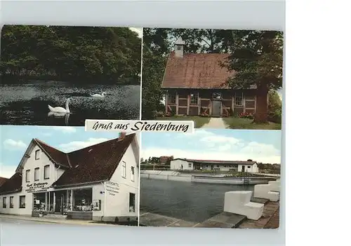 Siedenburg Teilansichten Teich Schwan Boot  Kat. Siedenburg