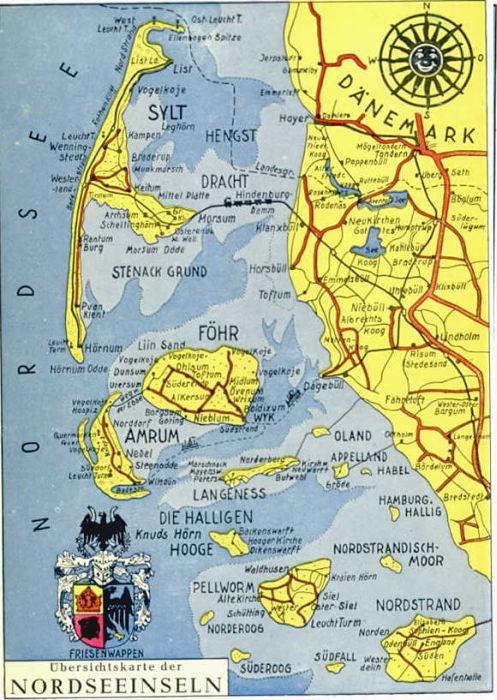 AK / Ansichtskarte Nordsee_Region uebersichtskarte mit Nordsee Inseln ...