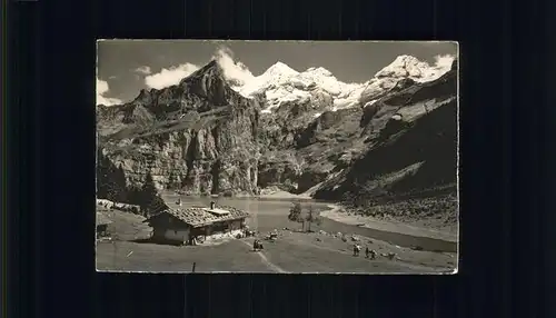 Kandersteg BE Oeschinensee Bluemlisalp und Fruendenhorn Kat. Kandersteg