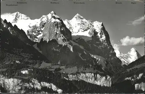 Hasliberg Blick auf Wetterhorngruppe Kat. Meiringen