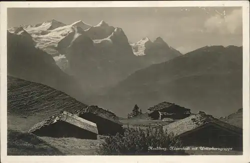 Hasliberg Kaeserstadt mit Wetterhorngruppe Kat. Meiringen