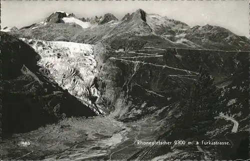 kk13890 Rhonegletscher Glacier du Rhone mit Furkastrasse Kategorie. Rhone Alte Ansichtskarten