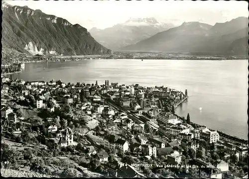 Montreux VD Vue generale et les Dents du Midi / Montreux /Bz. Vevey