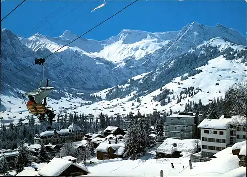 Adelboden BE Panorama mit Sesselbahn Kat. Adelboden