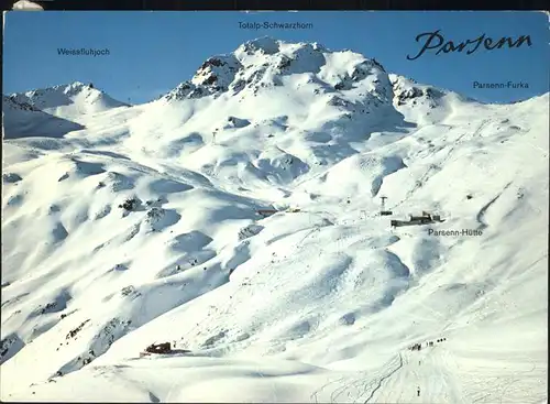 Parsenn Skigebiet mit Parsenn Huette Weissfluhjoch und Parsenn Furka Kat. Parsennfurgga