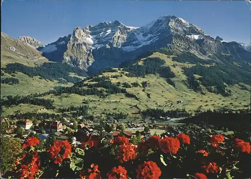 Adelboden BE Blick auf den Ort mit Lohner Tschingelochtighorn Kat. Adelboden