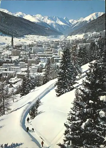 kk14156 Davos GR Hoehenpromenade gegen Tinzenhorn Kategorie. Davos Alte Ansichtskarten