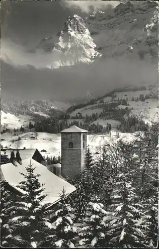 Adelboden BE Kirche und Nuenihorn Kat. Adelboden