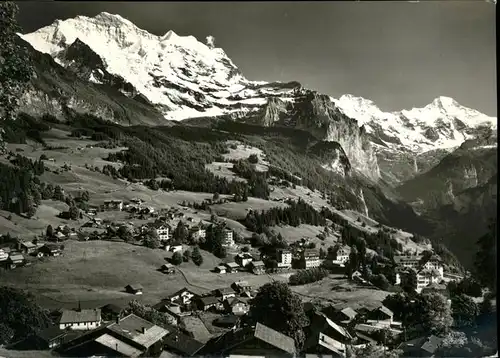 Wengen BE mit Jungfrau und Breithorn Kat. Wengen