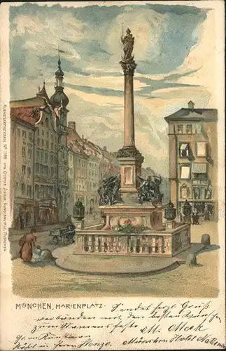 Muenchen Marienplatz Denkmal Kuenstlerkarte Kat. Muenchen