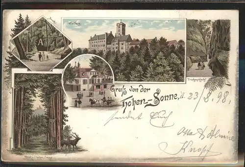 Eisenach Thueringen Wartburg Annthal Drachenschlucht Hohe Sonne Pferdekutsche Kuenstlerkarte Kat. Eisenach