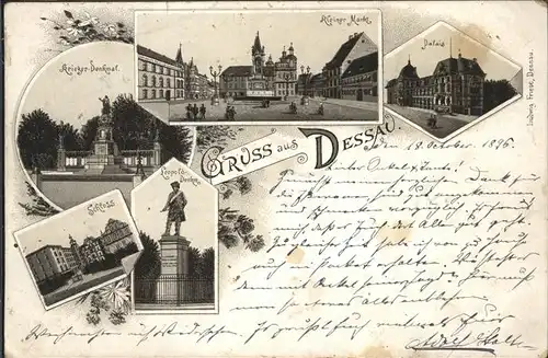 Dessau-Rosslau Kriegerdenkmal Markt Palais Leopold-Denkmal Schloss / Dessau-Rosslau /Anhalt-Bitterfeld LKR