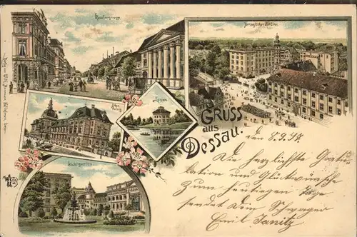 Dessau-Rosslau Kavalierstrasse Herzogliches Schloss Lustgarten Erbpr. Palais Kuenstlerkarte / Dessau-Rosslau /Anhalt-Bitterfeld LKR