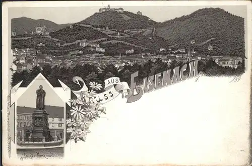 Eisenach Thueringen Panorama mit Wartburg Luther Denkmal Kat. Eisenach