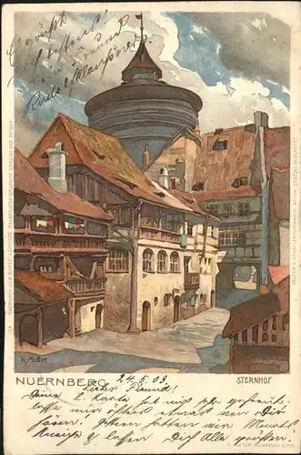 Nuernberg Sternhof Turm Kuenstlerkarte Kat. Nuernberg