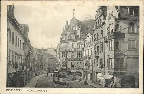 Pforzheim Leopoldstrasse Strassenbahn Casino Theater Kat. Pforzheim