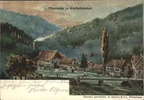 Pforzheim Panorama Kupferhammer Kuenstlerkarte Kat. Pforzheim