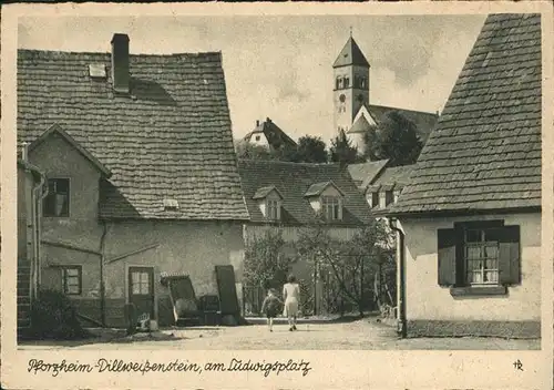 Dillweissenstein Partie am Ludwigsplatz Kirche Kat. Pforzheim