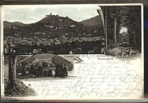 Eisenach Thueringen Panorama mit Wartburg Wilhelmsthal Hohe Sonne Reh Kat. Eisenach