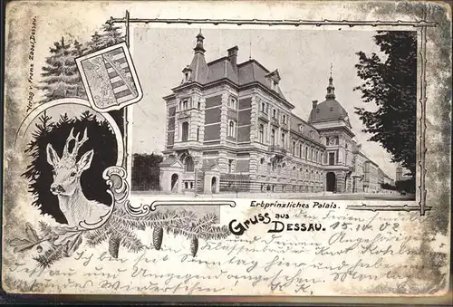 Dessau-Rosslau Erbprinzliches Palais Hirsch Wappen / Dessau-Rosslau /Anhalt-Bitterfeld LKR