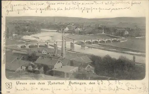 Hattingen Ruhr Panorama Ruhrthal Bruecke Bahnpost / Hattingen /Ennepe-Ruhr-Kreis LKR