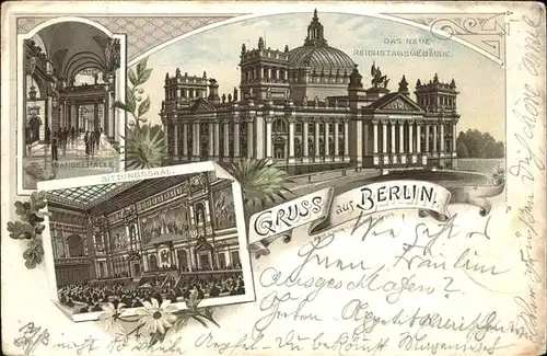 Berlin Reichstagsgebaeude Wandelhalle Sitzungssaal Kat. Berlin