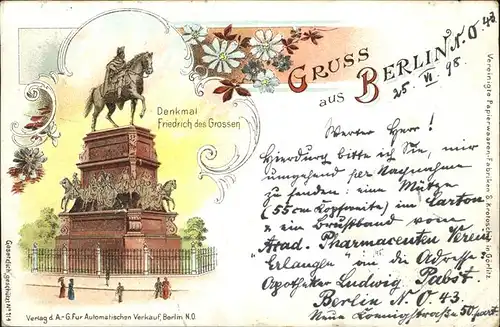 Berlin Denkmal Friedrich der Grosse Kat. Berlin