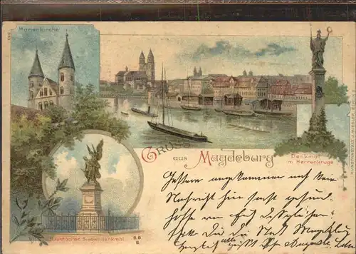 Magdeburg Sachsen Anhalt Marienkirche Denkmal Herrenkrug Neustaedter Siegesdenkmal Elbe Kat. Magdeburg