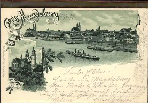 Magdeburg Sachsen Anhalt Teilansicht Elbe Dom Kat. Magdeburg