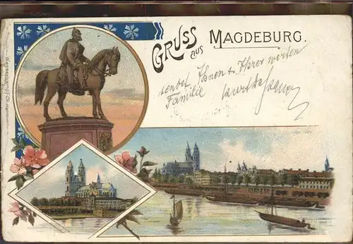 Magdeburg Sachsen Anhalt Kaiser Wilhelm Denkmal Teilansicht Elbe Dom Kat. Magdeburg