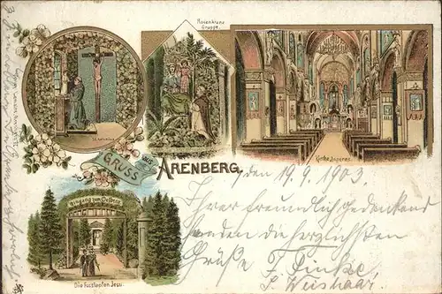 Arenberg Koblenz St. Antonius Kirche Eingang zum Oelberg Rosenkranzgruppe Kat. Koblenz