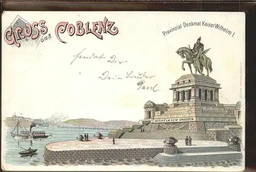 Coblenz Koblenz Denkmal Kaiser Wilhelm I Deutsches Eck Kat. Koblenz