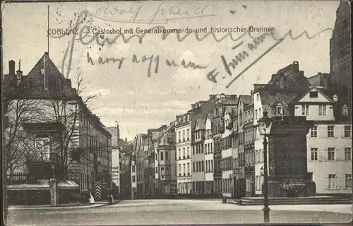Coblenz Koblenz Castorhof mit Generalkommando und historischer Brunnen Kat. Koblenz