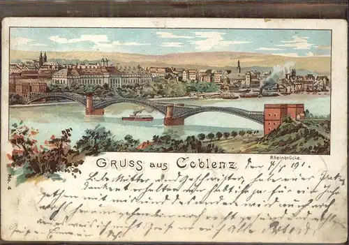 Coblenz Koblenz Rheinbruecke Kat. Koblenz