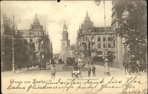 Berlin Kaiser Wilhelm Strasse Pferdedroschke Kirche Kat. Berlin