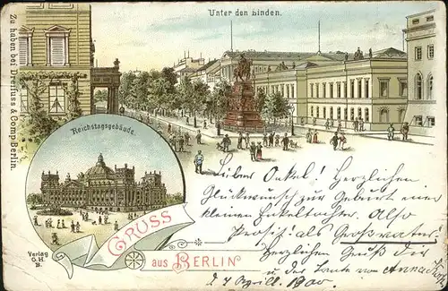 Berlin Reichstagsgebaeude Unter den Linden Denkmal Friedrich der Grosse Kat. Berlin