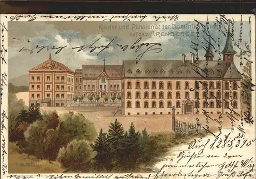 Arenberg Koblenz Kloster und Pension der Dominikanerinnen Litho Kat. Koblenz