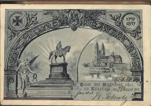 Magdeburg Sachsen Anhalt Kaiser Wilhelm Denkmal Dom Kat. Magdeburg