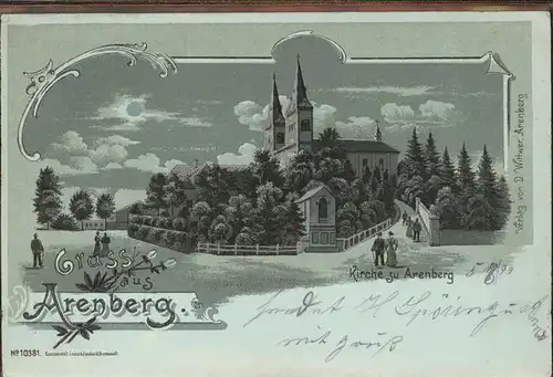 Arenberg Koblenz Kirche im Mondschein Kat. Koblenz