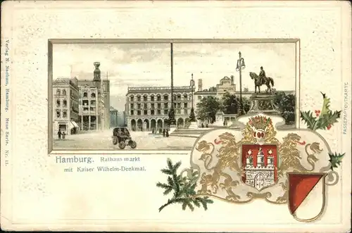 Hamburg Rathausmarkt Kaiser Wilhelm Denkmal Kat. Hamburg