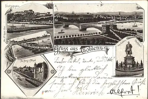 Koblenz Coblenz Ehrenbreitstein Burg von Goeben Denkmal Kat. Koblenz