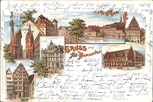 Hannover Auf der Insel Beguinenthurm Waterloosaeule Haus der Vaeter Kat. Hannover