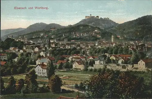 Eisenach Thueringen Panorama mit Wartburg Kat. Eisenach