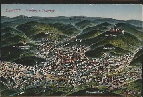 Eisenach Thueringen Wartburg und Umgebung aus der Vogelpersepektive Kat. Eisenach