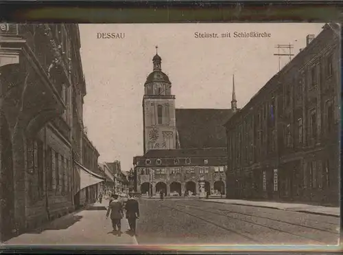 Dessau-Rosslau Steinstrasse mit Schlosskirche / Dessau-Rosslau /Anhalt-Bitterfeld LKR