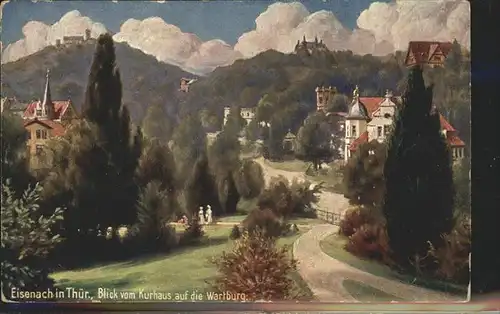 Eisenach Thueringen Blick vom Kurhaus auf die Wartburg Kat. Eisenach
