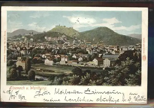 Eisenach Thueringen Panorama mit Wartburg Kat. Eisenach