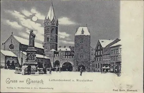 Eisenach Thueringen Lutherdenkmal und Nicolai Tor Kat. Eisenach
