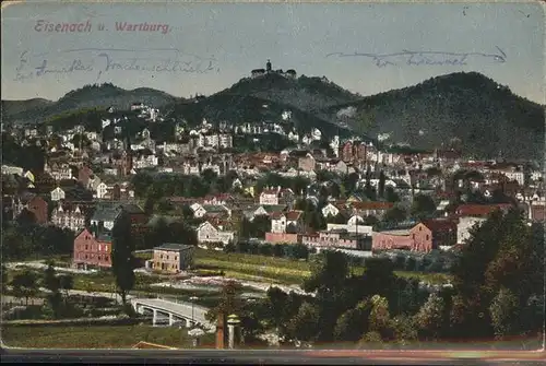 Eisenach Thueringen Panorama mit Wartburg Kat. Eisenach