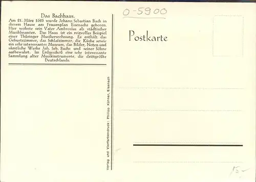 Eisenach Thueringen Das Bach Haus Kuenstlerkarte Kat. Eisenach